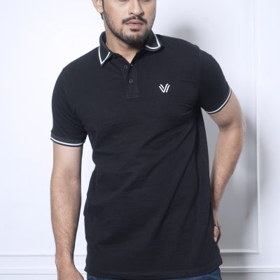 (New Arrival) Black Solid Color Polo Shirt